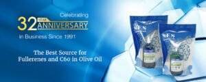banner celebrating 32nd anniversary of SES Research - the best source for Fullerenes and C60 in Olive Oil